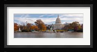 Fall view of reflecting pool and the Capitol Building, Washington DC, USA Fine Art Print