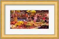 Fruits at market stalls, La Boqueria Market, Ciutat Vella, Barcelona, Catalonia, Spain Fine Art Print