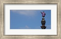 Low angle view of a monument, Columbus Monument wearing soccer jersey, Barcelona, Catalonia, Spain Fine Art Print