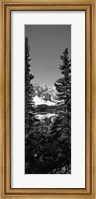 Lake in front of mountains in black and white, Banff, Alberta, Canada Fine Art Print