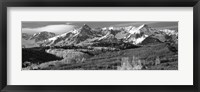 Mountains covered with snow and fall colors, near Telluride, Colorado (black and white) Fine Art Print