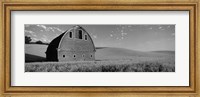 Black and White view of Old barn in a wheat field, Washington State Fine Art Print