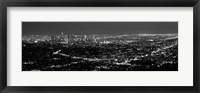 Black and White View of Los Angeles at Night from a Distance Fine Art Print