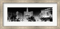 Las Vegas Hotels at Night (black & white) Fine Art Print
