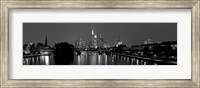 Reflection of buildings in water, Main River, Frankfurt, Hesse, Germany Fine Art Print