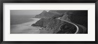 Dusk Highway 1 Pacific Coast CA (black and white) Framed Print