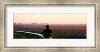 Man sting on the ledge in Baldwin Hills Scenic Overlook Park, Culver City, Los Angeles County, California, USA Fine Art Print