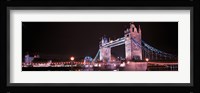 Tower Bridge London England at Night Fine Art Print