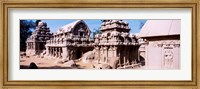 Monuments in a temple, Panch Rathas, Mahabalipuram, Tamil Nadu, India Fine Art Print
