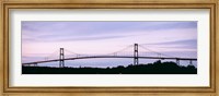 Silhouette of a suspension bridge across a river, Thousand Islands Bridge, St. Lawrence River, New York State, USA Fine Art Print
