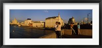Side profile of a couple romancing, Moskva River, Moscow, Russia Fine Art Print