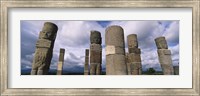 Low angle view of clouds over statues, Atlantes Statues, Temple of Quetzalcoatl, Tula, Hidalgo State, Mexico Fine Art Print