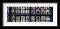 Stack of jars on racks, Tsurugaoka Hachiman Shrine, Kamakura, Kanagawa Prefecture, Kanto Region, Japan Fine Art Print