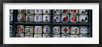 Stack of jars on racks, Tsurugaoka Hachiman Shrine, Kamakura, Kanagawa Prefecture, Kanto Region, Japan Fine Art Print