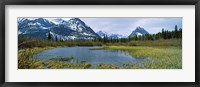 Lake with mountains in the background, US Glacier National Park, Montana, USA Fine Art Print