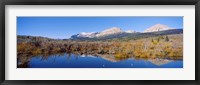 Reflection of mountains in water, Milk River, US Glacier National Park, Montana, USA Fine Art Print