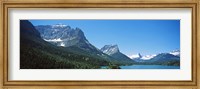 Lake in front of mountains, St. Mary Lake, US Glacier National Park, Montana Fine Art Print