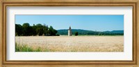 Wheatfield with stone tower, Meyrargues, Bouches-Du-Rhone, Provence-Alpes-Cote d'Azur, France Fine Art Print