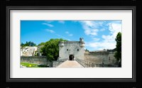 Bridge leading to the city gate, Pont Saint-Benezet, Rhone River, Avignon, Vaucluse, Provence-Alpes-Cote d'Azur, France Fine Art Print