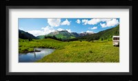Man camping along Slate River, Crested Butte, Gunnison County, Colorado, USA Fine Art Print