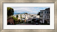 Aerial view of the Lombard Street, Coit Tower, Bay Bridge, San Francisco, California, USA Fine Art Print