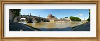 Bridge across a river with mausoleum in the background, Tiber River, Ponte Sant'Angelo, Castel Sant'Angelo, Rome, Lazio, Italy Fine Art Print