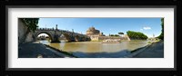 Bridge across a river with mausoleum in the background, Tiber River, Ponte Sant'Angelo, Castel Sant'Angelo, Rome, Lazio, Italy Fine Art Print