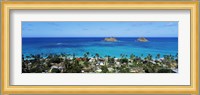 High angle view of a town at waterfront, Lanikai, Oahu, Hawaii, USA Fine Art Print