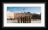Israeli soldiers being instructed by officer in plaza in front of Western Wall, Jerusalem, Israel Fine Art Print