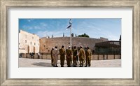 Israeli soldiers being instructed by officer in plaza in front of Western Wall, Jerusalem, Israel Fine Art Print