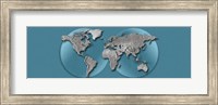 Close-up of a World Map (blue) Fine Art Print