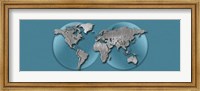 Close-up of a World Map (blue) Fine Art Print