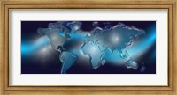 Map of the world with blue trail Fine Art Print