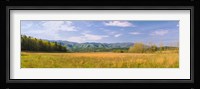 Field with a mountain range in the background, Cades Cove, Great Smoky Mountains National Park, Blount County, Tennessee, USA Fine Art Print