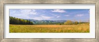 Field with a mountain range in the background, Cades Cove, Great Smoky Mountains National Park, Blount County, Tennessee, USA Fine Art Print