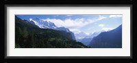 Snow covered mountains, Swiss Alps, Wengen, Bernese Oberland, Berne Canton, Switzerland Fine Art Print