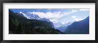 Snow covered mountains, Swiss Alps, Wengen, Bernese Oberland, Berne Canton, Switzerland Fine Art Print