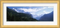 Snow covered mountains, Swiss Alps, Wengen, Bernese Oberland, Berne Canton, Switzerland Fine Art Print