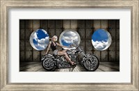 Woman sitting on a motorcycle Fine Art Print