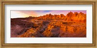 Alpenglow on rock formations at sunrise, Door Trail, Badlands National Park, South Dakota, USA Fine Art Print