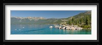 Stand-Up Paddle-Boarders near Sand Harbor at Lake Tahoe, Nevada, USA Fine Art Print