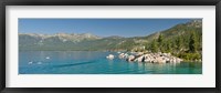 Stand-Up Paddle-Boarders near Sand Harbor at Lake Tahoe, Nevada, USA Fine Art Print