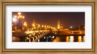 Bridge across the river at night, Pont Alexandre III, Seine River, Paris, Ile-De-France, France Fine Art Print