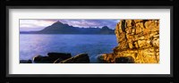 Rock formations at coast, Elgol, Black Cuillin, Isle of Skye, Inner Hebrides, Scotland Fine Art Print