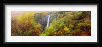 Waterfall in autumn, Eas Mor, Allt Coire Na Banachdich, Glen Brittle, Isle Of Skye, Inner Hebrides, Scotland Fine Art Print