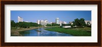 Downtown Wichita viewed from the bank of Arkansas River, Kansas Fine Art Print