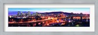 Jacques Cartier Bridge with city lit up at dusk, Montreal, Quebec, Canada 2012 Fine Art Print