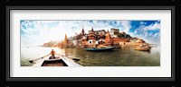 Boats in the Ganges River, Varanasi, Uttar Pradesh, India Fine Art Print