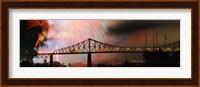 Fireworks over the Jacques Cartier Bridge at night, Montreal, Quebec, Canada Fine Art Print
