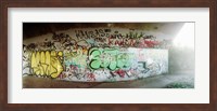 Abandoned underpass wall covered with graffiti at Fort Tilden beach, Queens, New York City, New York State, USA Fine Art Print